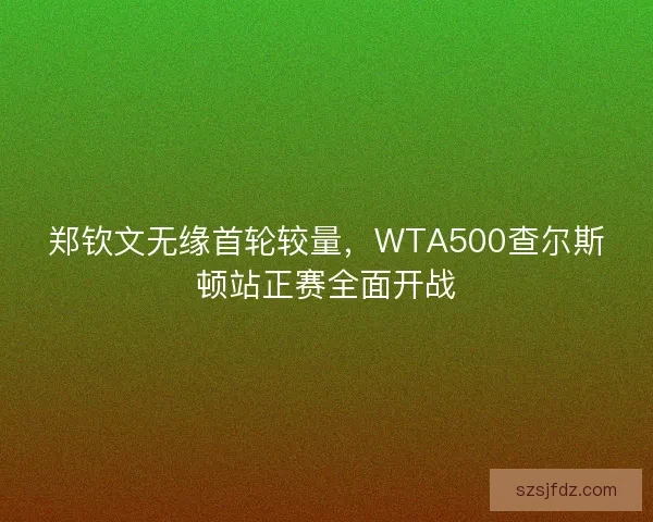 郑钦文无缘首轮较量，WTA500查尔斯顿站正赛全面开战
