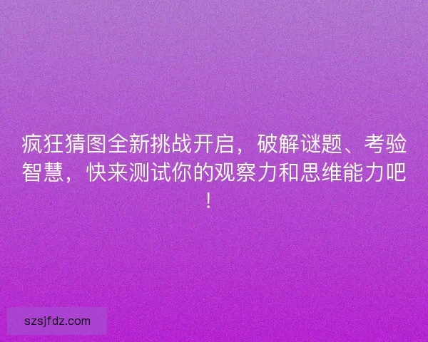疯狂猜图全新挑战开启，破解谜题、考验智慧，快来测试你的观察力和思维能力吧！