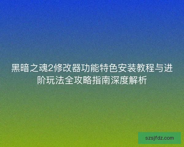 黑暗之魂2修改器功能特色安装教程与进阶玩法全攻略指南深度解析